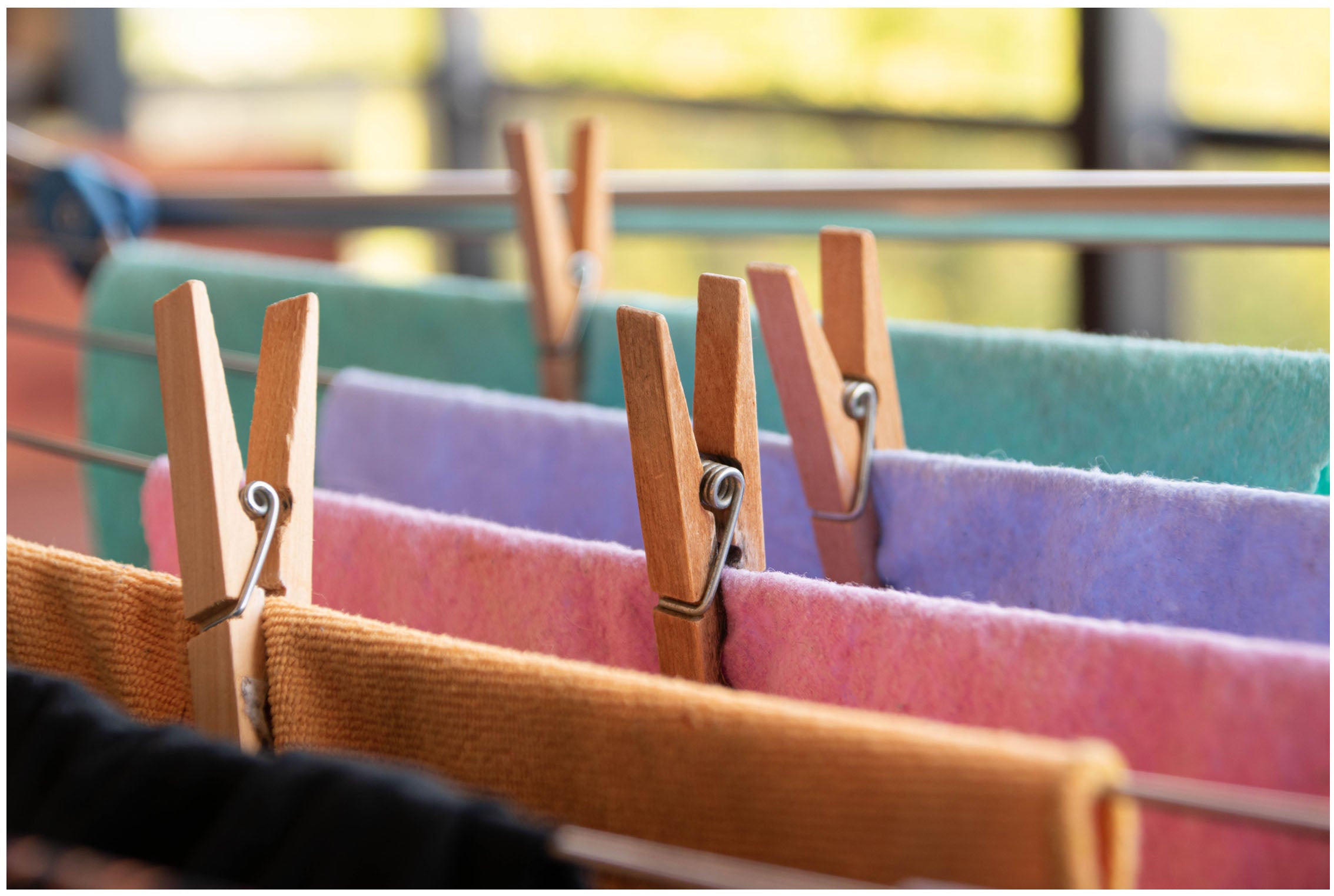 Clothes drying on rack