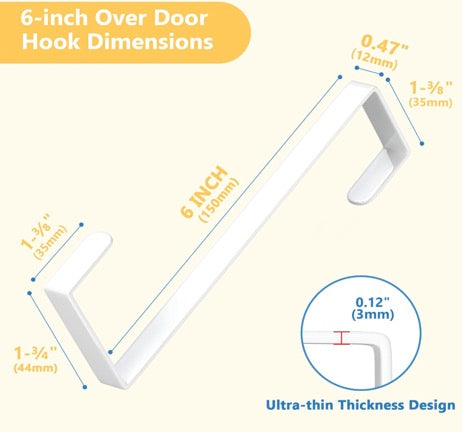Door Hooks 6" for Clothes Drying Racks