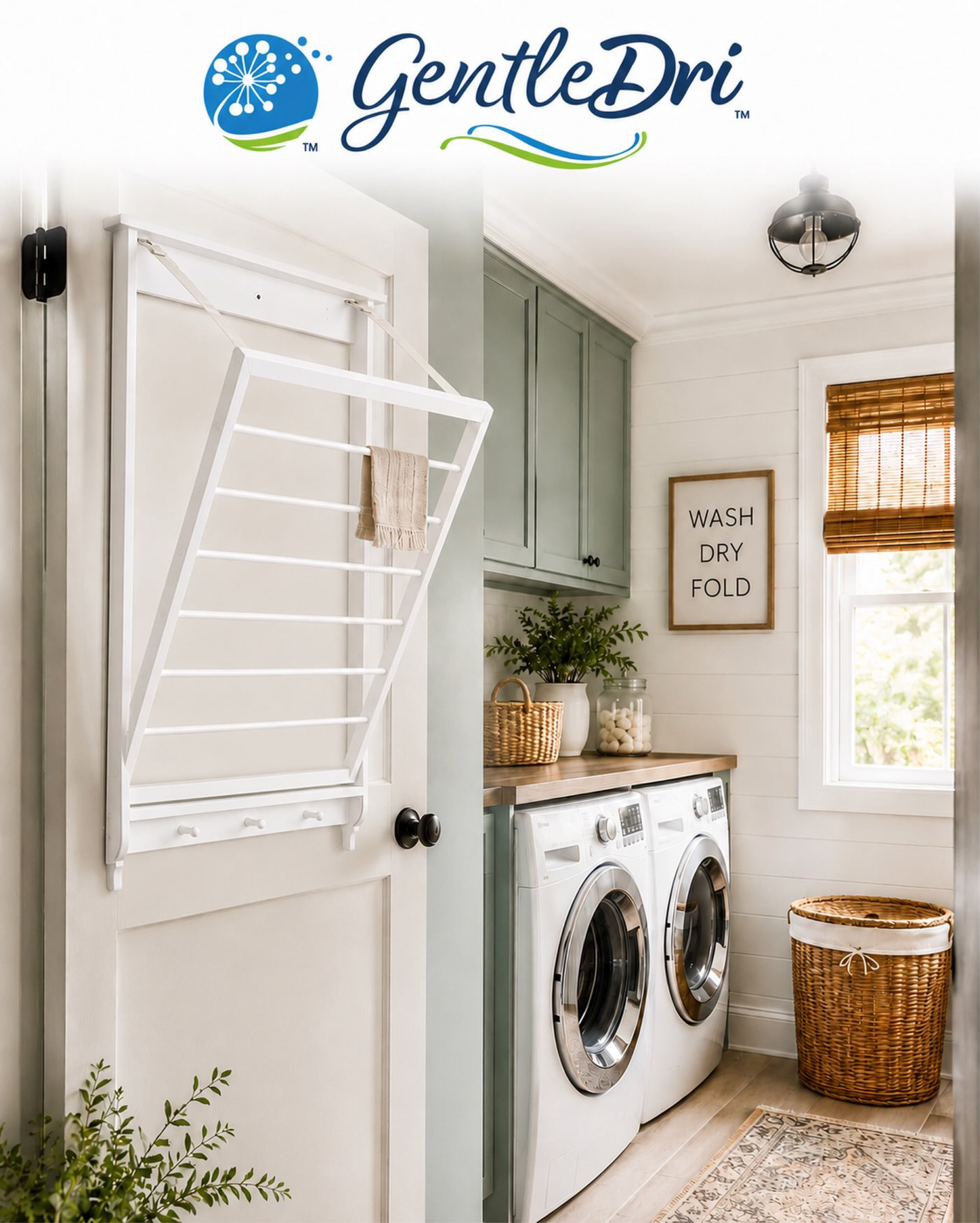 GentlyDry! Wall Mount Clothes Drying Rack, Large